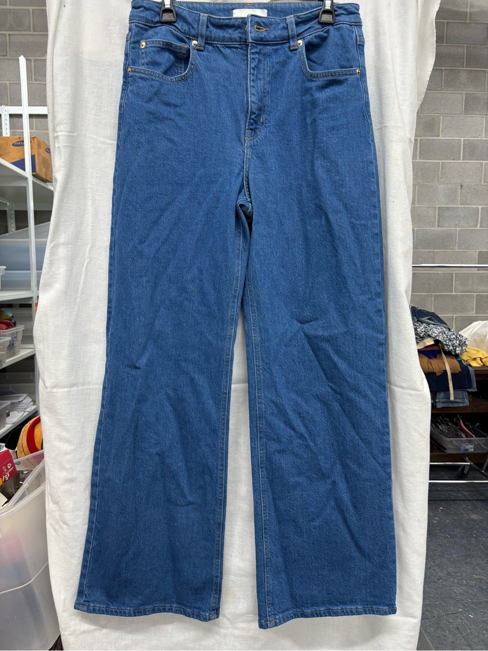 H&M Wide-Leg Flared Jeans in Denim Blue